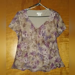 Women's "Lady Dorby" 14W Short-Sleeve Blouse Floral Print